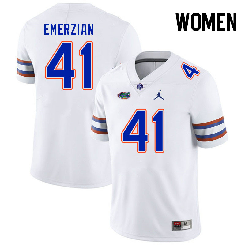 Women #41 Ara Emerzian Florida Gators College Football Jerseys Stitched-White - Click Image to Close